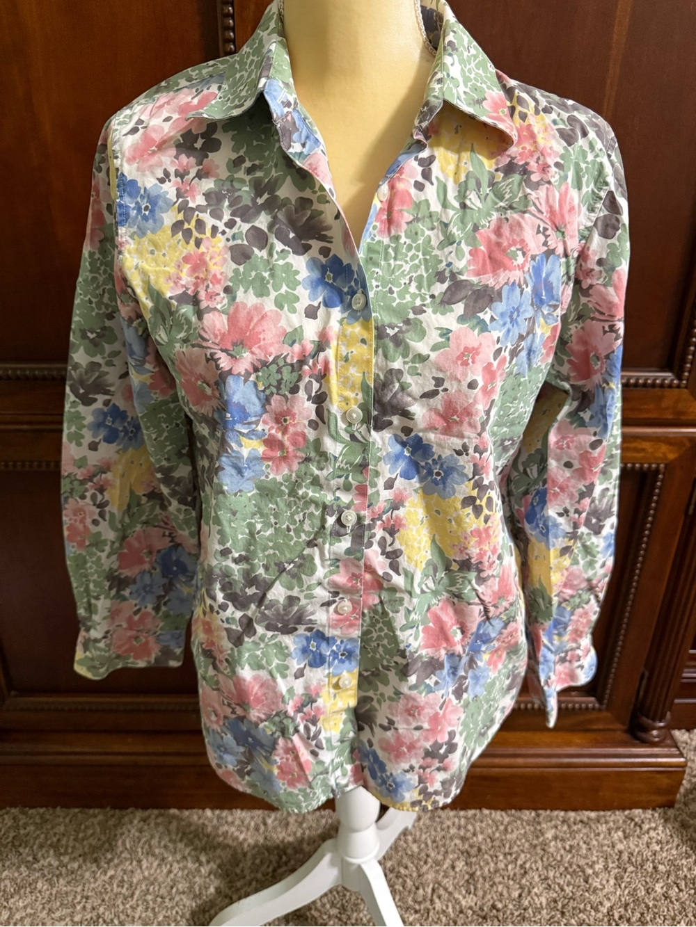 Orvis Pastel Floral Poplin Shirt in Pink, Blue, Green